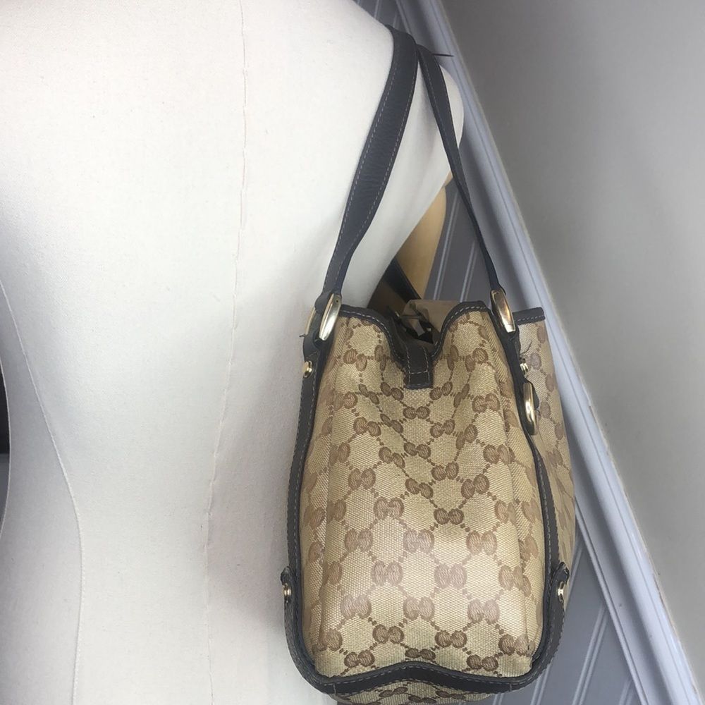 GUCCI GG Supreme Crystal Coated Canvas and Brown Leather Shoulder Bag - Picture 5 of 17